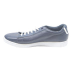 LACOSTE Womens Leather Lace-Up Trainers Navy White UK 5 Casual Flat Sneakers