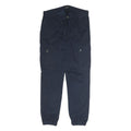 YOUR TURN Mens Cotton Blend Navy Regular Cargo Trousers W30 L34 Casual Zip Fly
