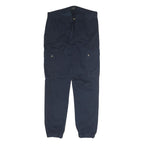 YOUR TURN Mens Cotton Blend Navy Regular Cargo Trousers W30 L34 Casual Zip Fly