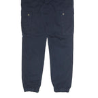YOUR TURN Mens Cotton Blend Navy Regular Cargo Trousers W30 L34 Casual Zip Fly