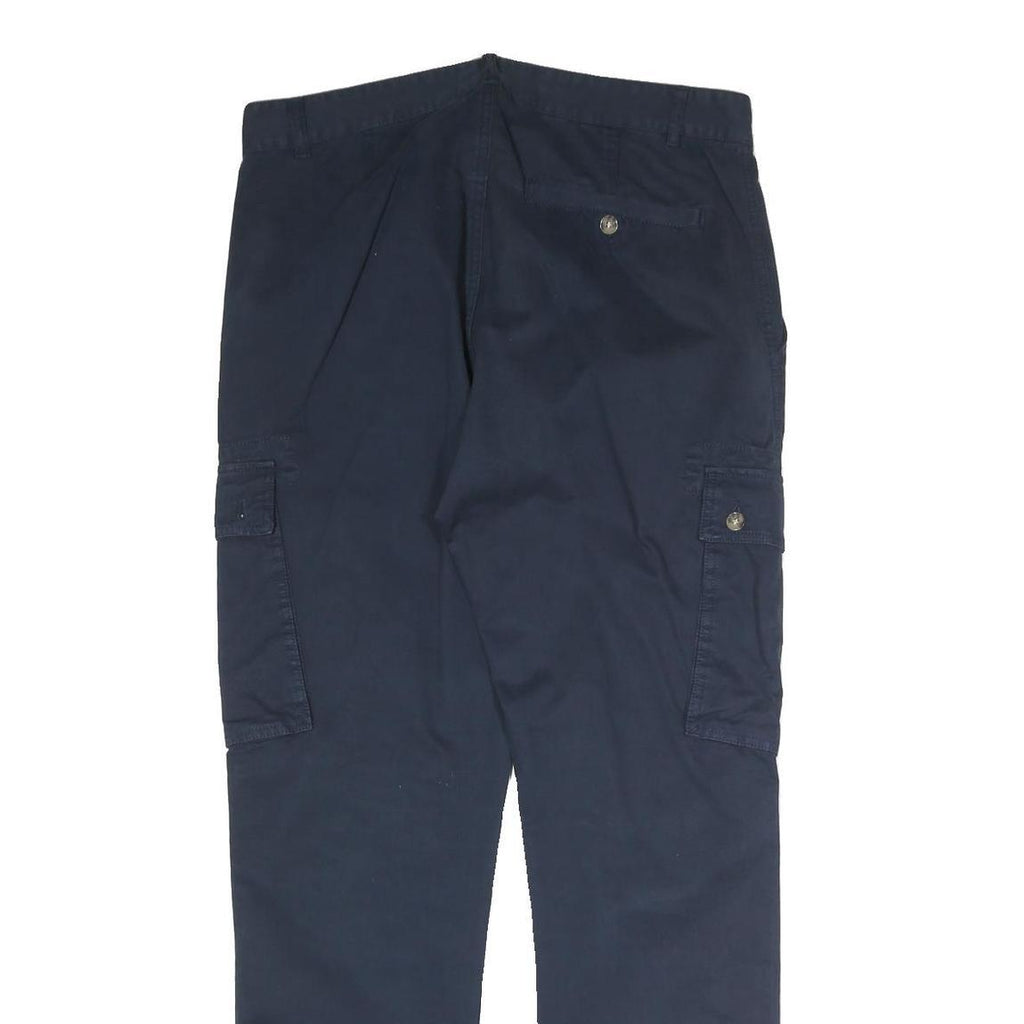 YOUR TURN Mens Cotton Blend Navy Regular Cargo Trousers W30 L34 Casual Zip Fly