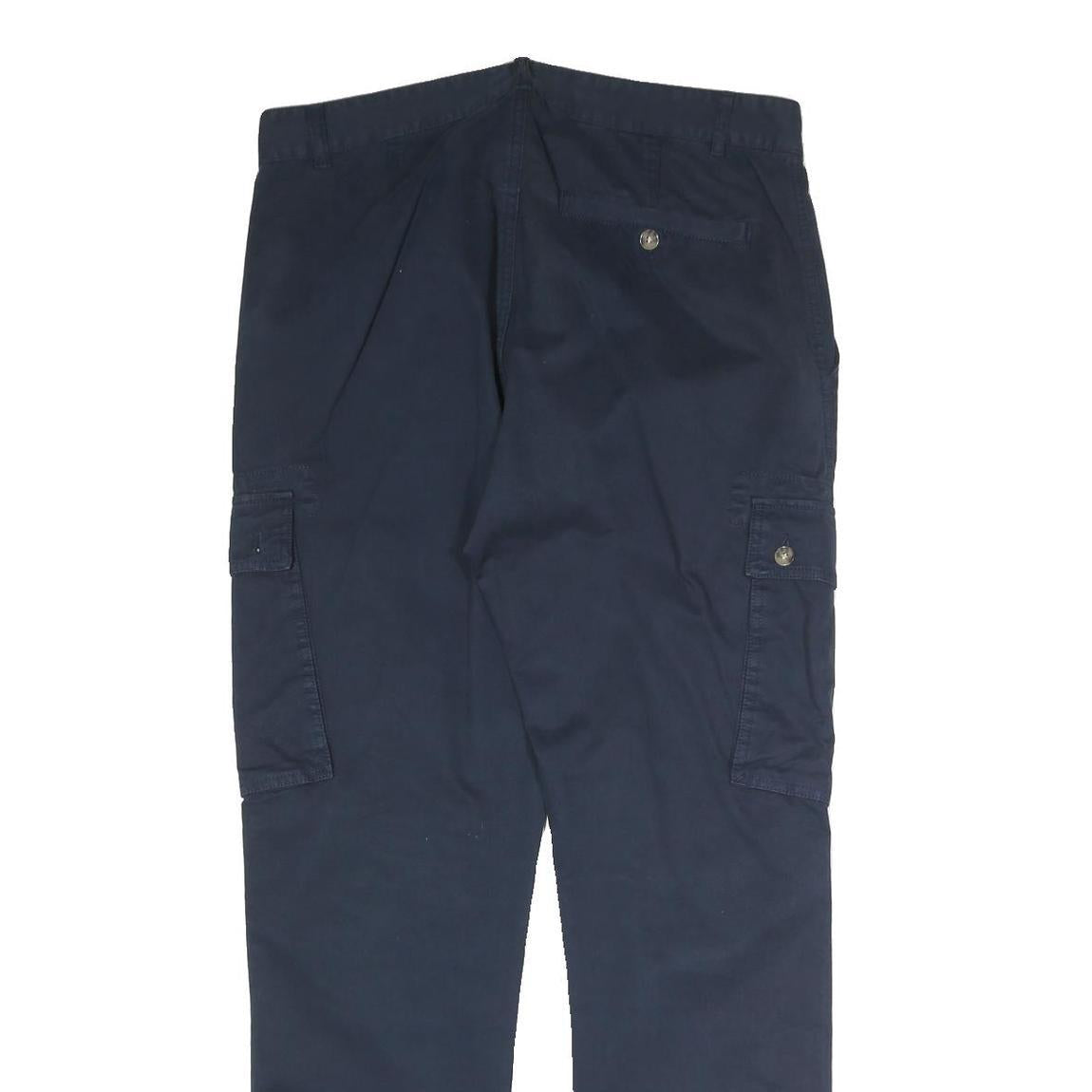 YOUR TURN Mens Cotton Blend Navy Regular Cargo Trousers W30 L34 Casual Zip Fly