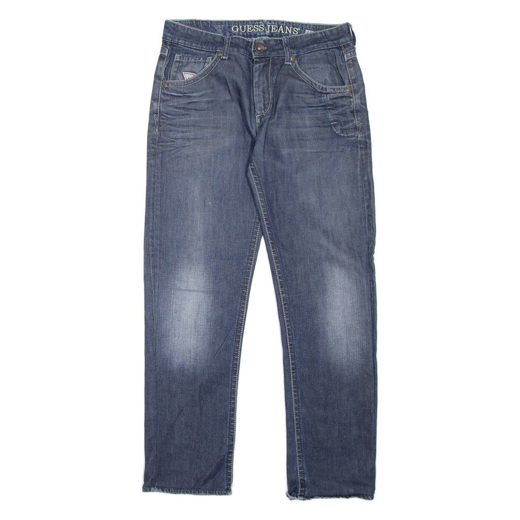 GUESS JEANS Ranch Mens Jeans Blue Regular Straight Stone Wash W30 L29