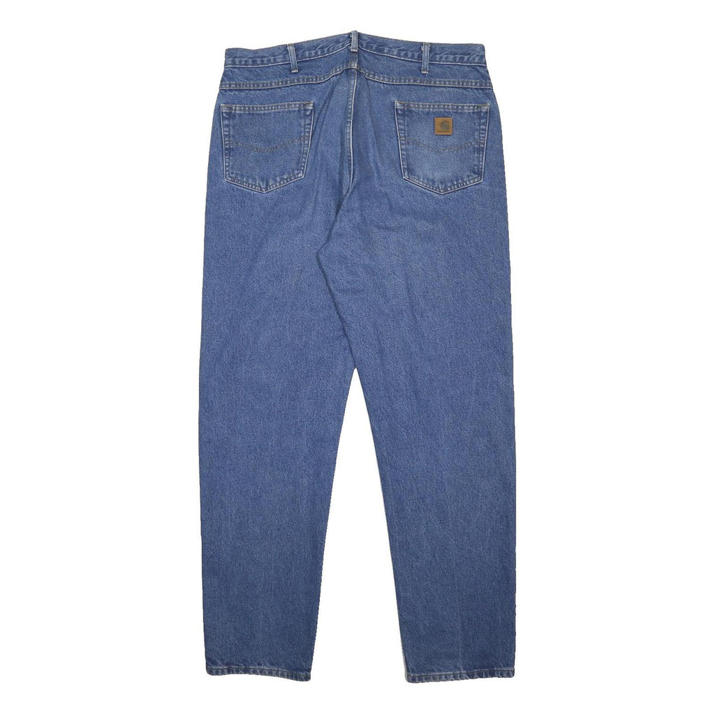 CARHARTT Mens Relaxed Blue Denim Cotton Jeans W40 L34 Casual Workwear Zip