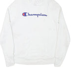 CHAMPION Womens White Pullover Hoodie S Classic Logo Front Pocket Casual