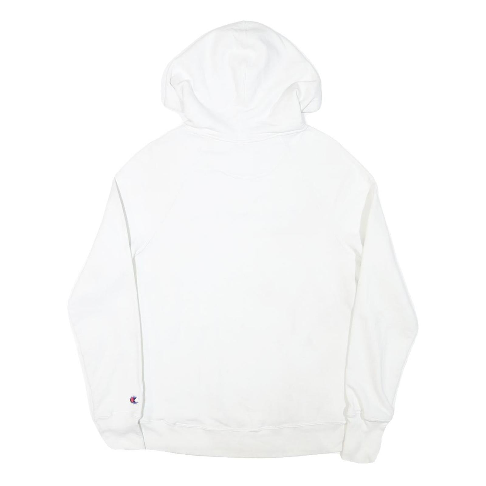 CHAMPION Womens White Pullover Hoodie S Classic Logo Front Pocket Casual