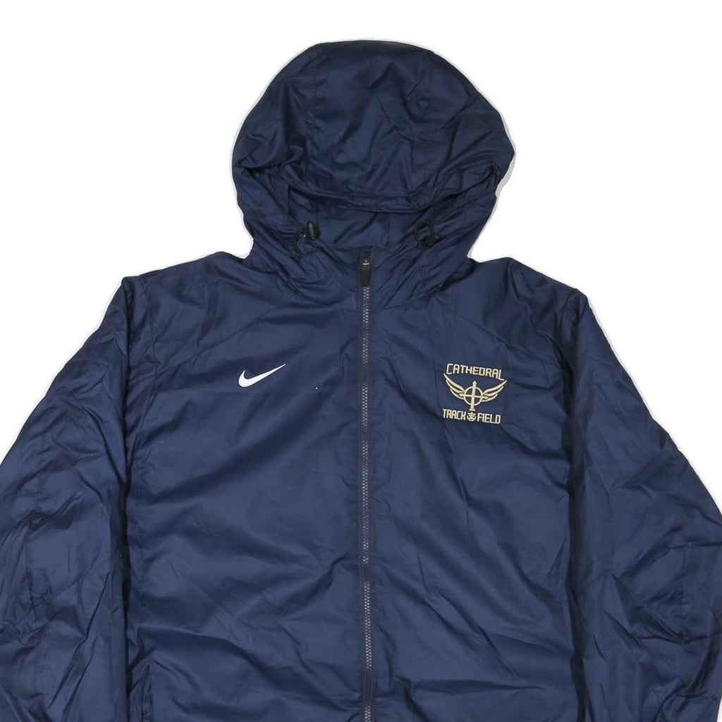 NIKE Mens Navy Blue Track Field Hoodie Jacket 2XL Polyester Blend Zip Storm-Fit