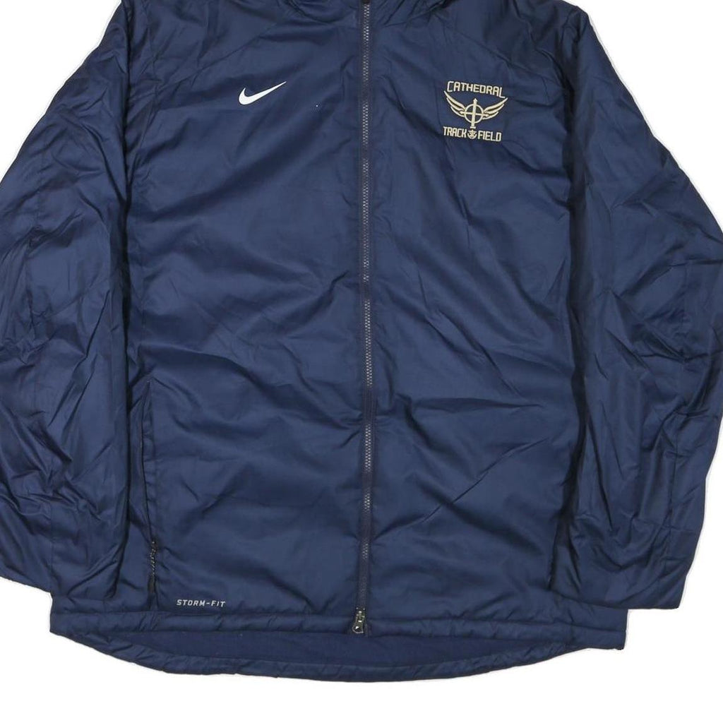 NIKE Mens Navy Blue Track Field Hoodie Jacket 2XL Polyester Blend Zip Storm-Fit