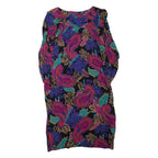 Womens Day Dress Black Viscose Floral Long Sleeve Knee Length M