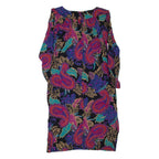 Womens Day Dress Black Viscose Floral Long Sleeve Knee Length M
