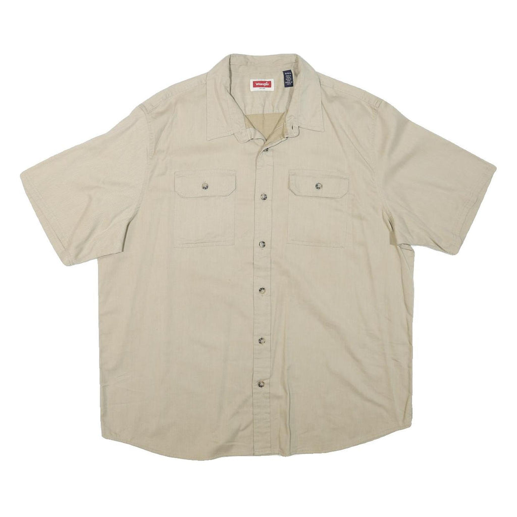 WRANGLER Mens Beige Cotton Blend Short Sleeve Shirt XL Casual Workwear
