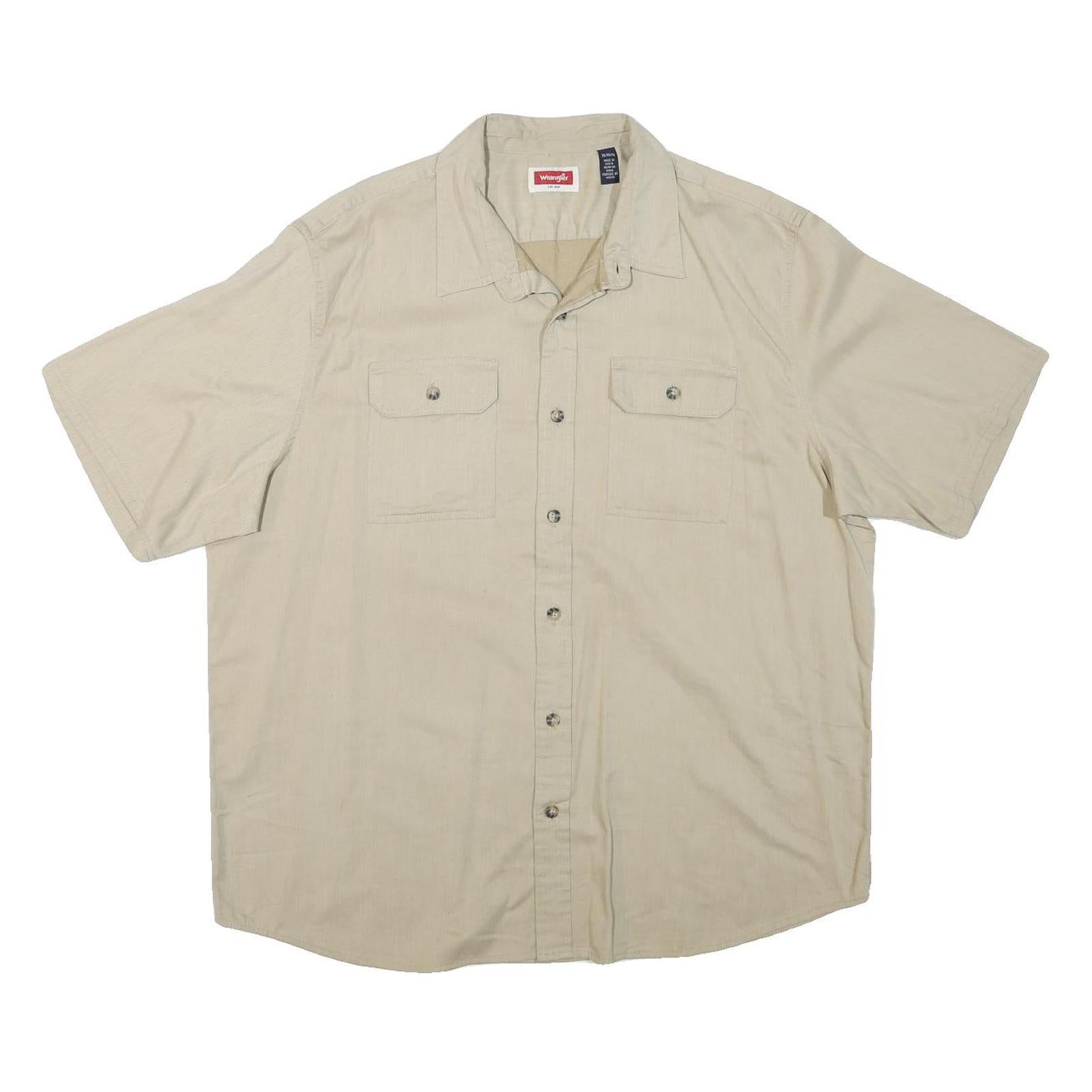 WRANGLER Mens Beige Cotton Blend Short Sleeve Shirt XL Casual Workwear