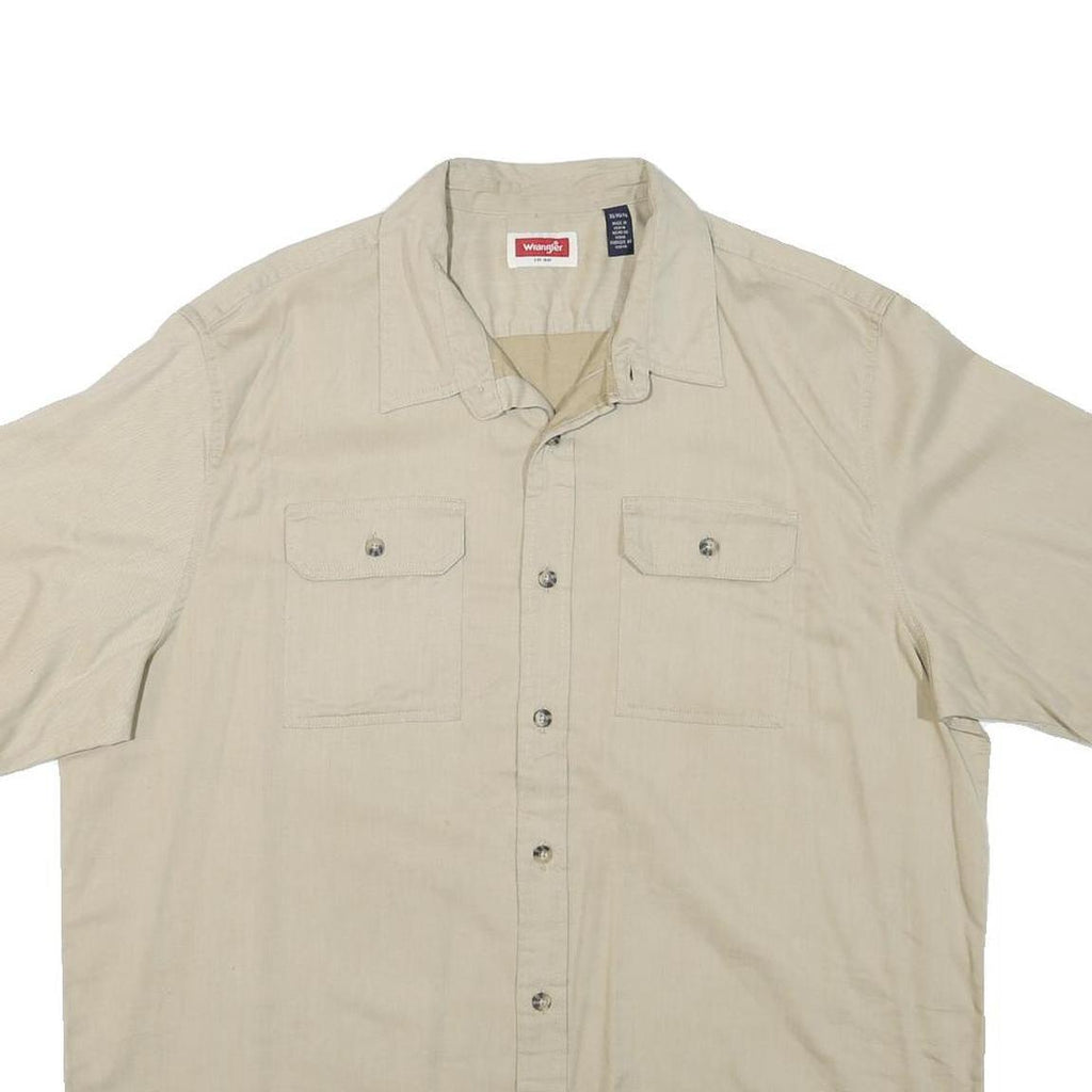 WRANGLER Mens Beige Cotton Blend Short Sleeve Shirt XL Casual Workwear