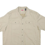 WRANGLER Mens Beige Cotton Blend Short Sleeve Shirt XL Casual Workwear