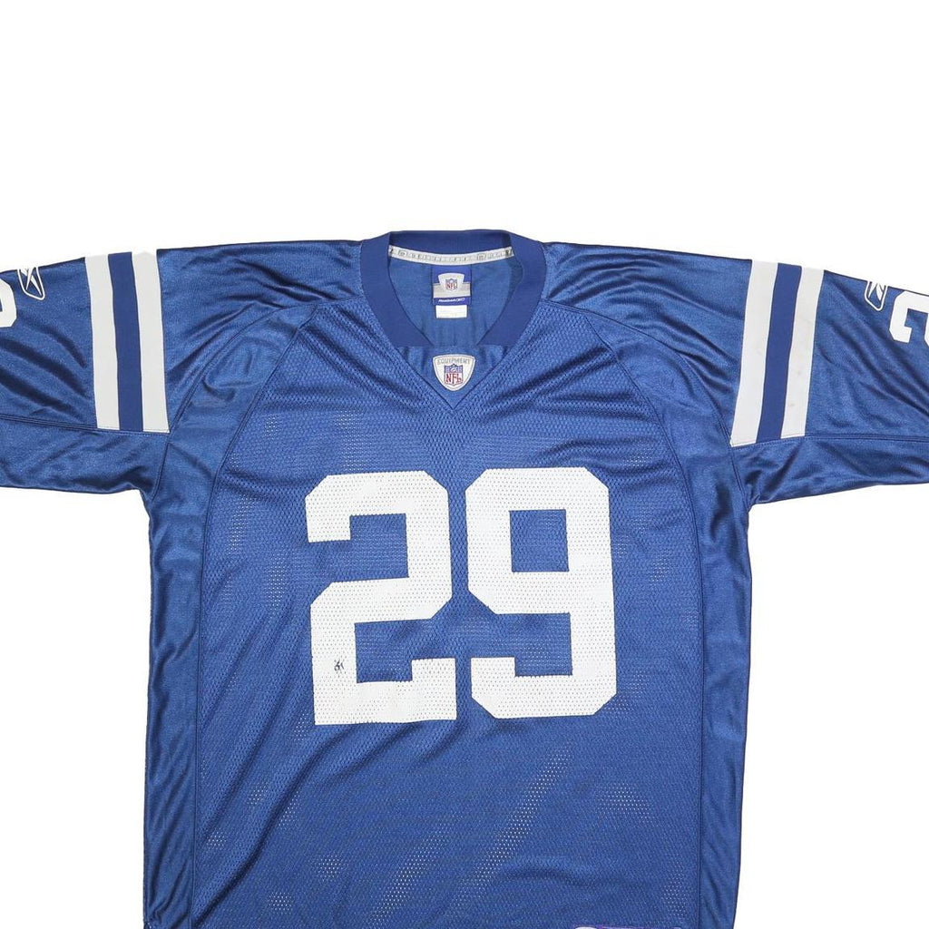 REEBOK Mens Blue & White NFL Player 29 Jersey XL Short Sleeve V-Neck Sportswear