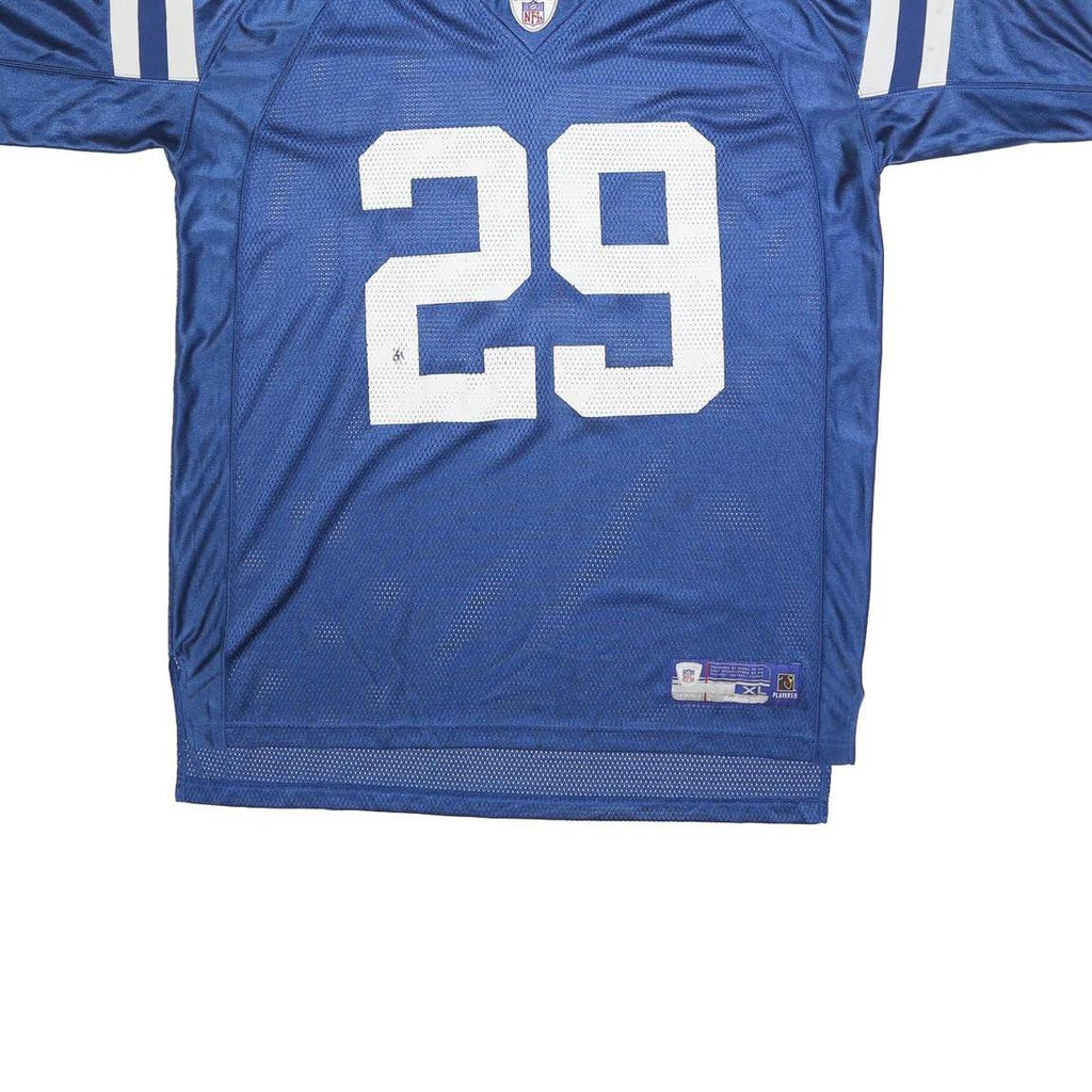 REEBOK Mens Blue & White NFL Player 29 Jersey XL Short Sleeve V-Neck Sportswear