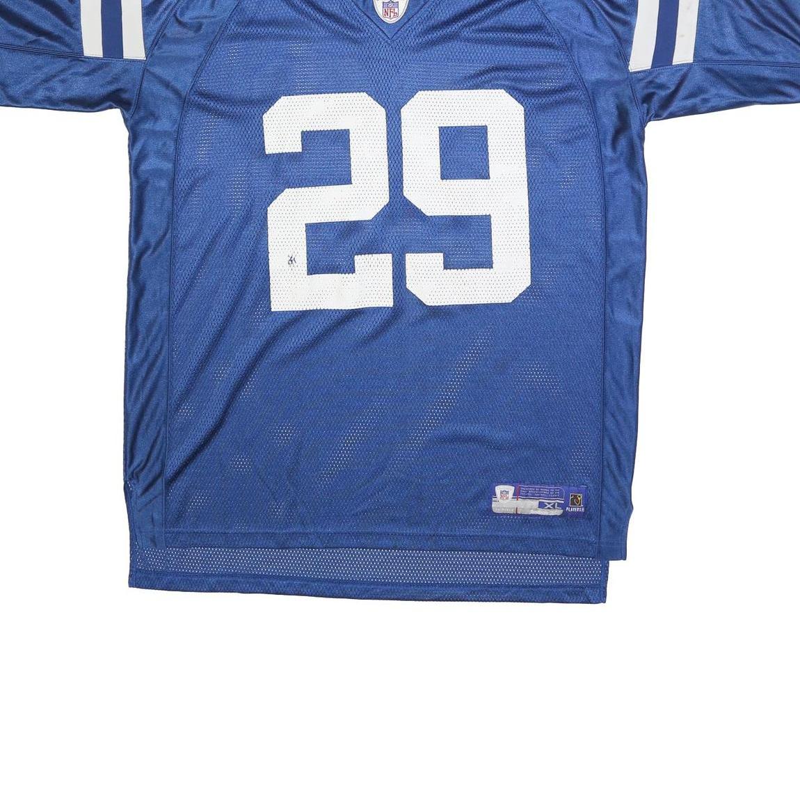 REEBOK Mens Blue & White NFL Player 29 Jersey XL Short Sleeve V-Neck Sportswear