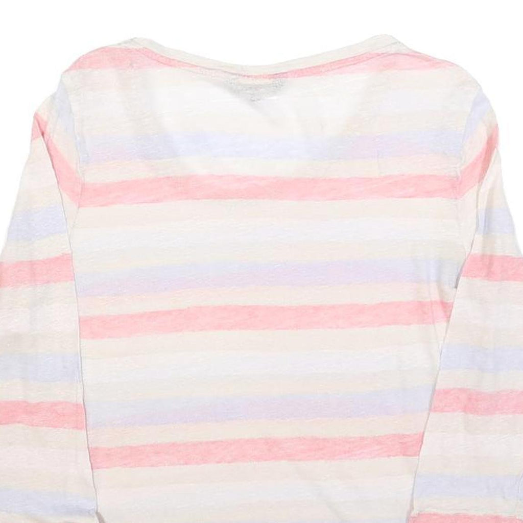 TOMMY HILFIGER Womens White Pink Blue Striped Basic Top 3/4 Sleeve Round Neck L
