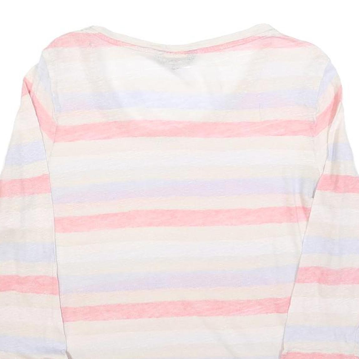 TOMMY HILFIGER Womens White Pink Blue Striped Basic Top 3/4 Sleeve Round Neck L