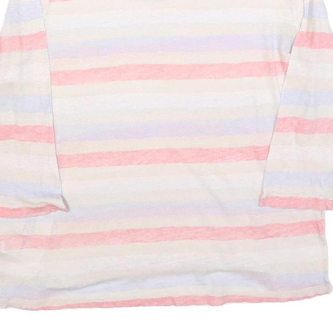 TOMMY HILFIGER Womens White Pink Blue Striped Basic Top 3/4 Sleeve Round Neck L