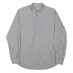 LACOSTE Mens Grey White Striped Shirt S Cotton Blend Button Down Casual
