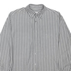 LACOSTE Mens Grey White Striped Shirt S Cotton Blend Button Down Casual