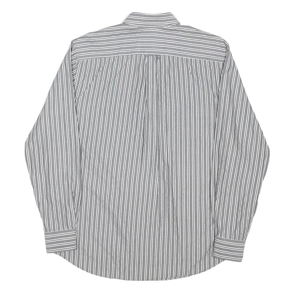 LACOSTE Mens Grey White Striped Shirt S Cotton Blend Button Down Casual