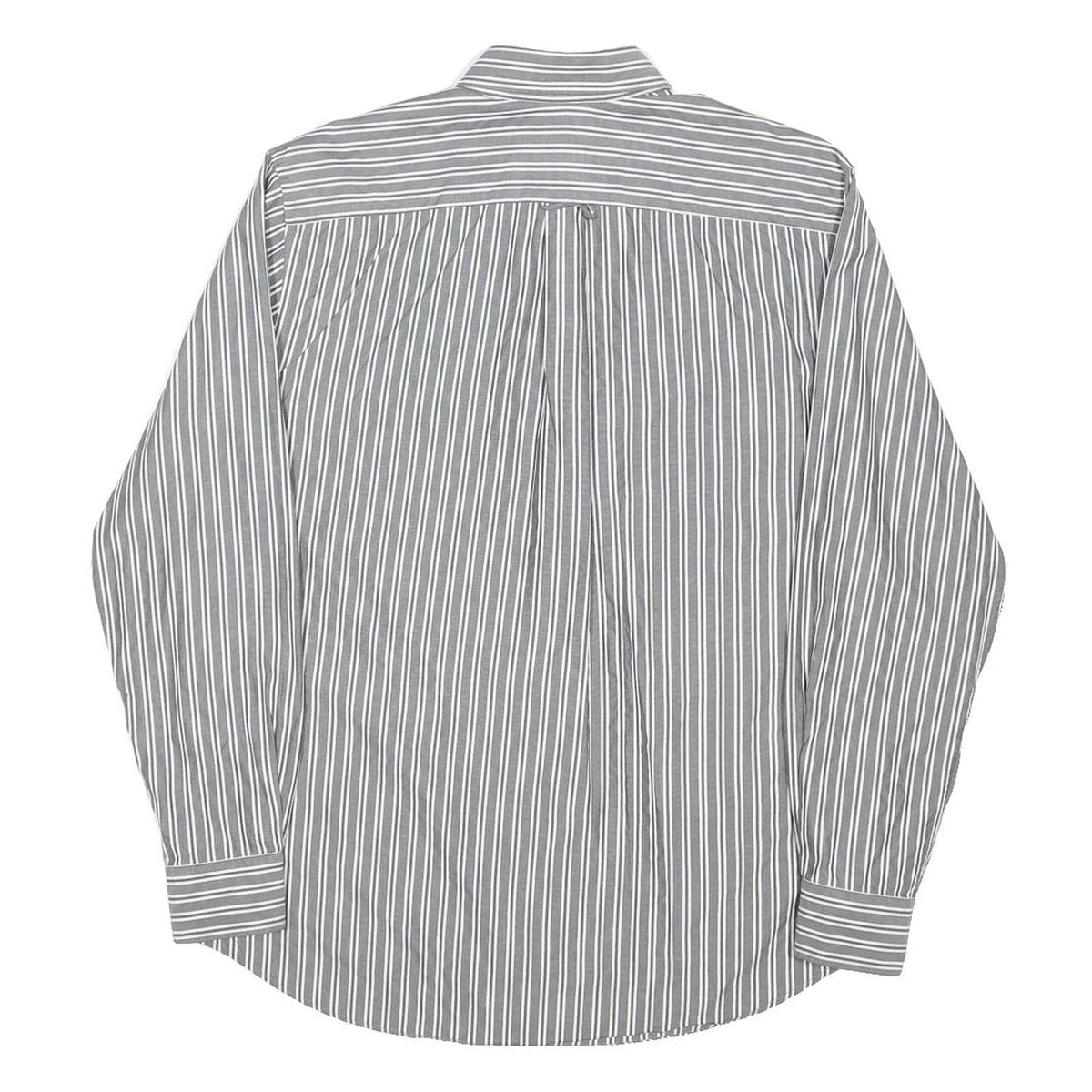 LACOSTE Mens Grey White Striped Shirt S Cotton Blend Button Down Casual