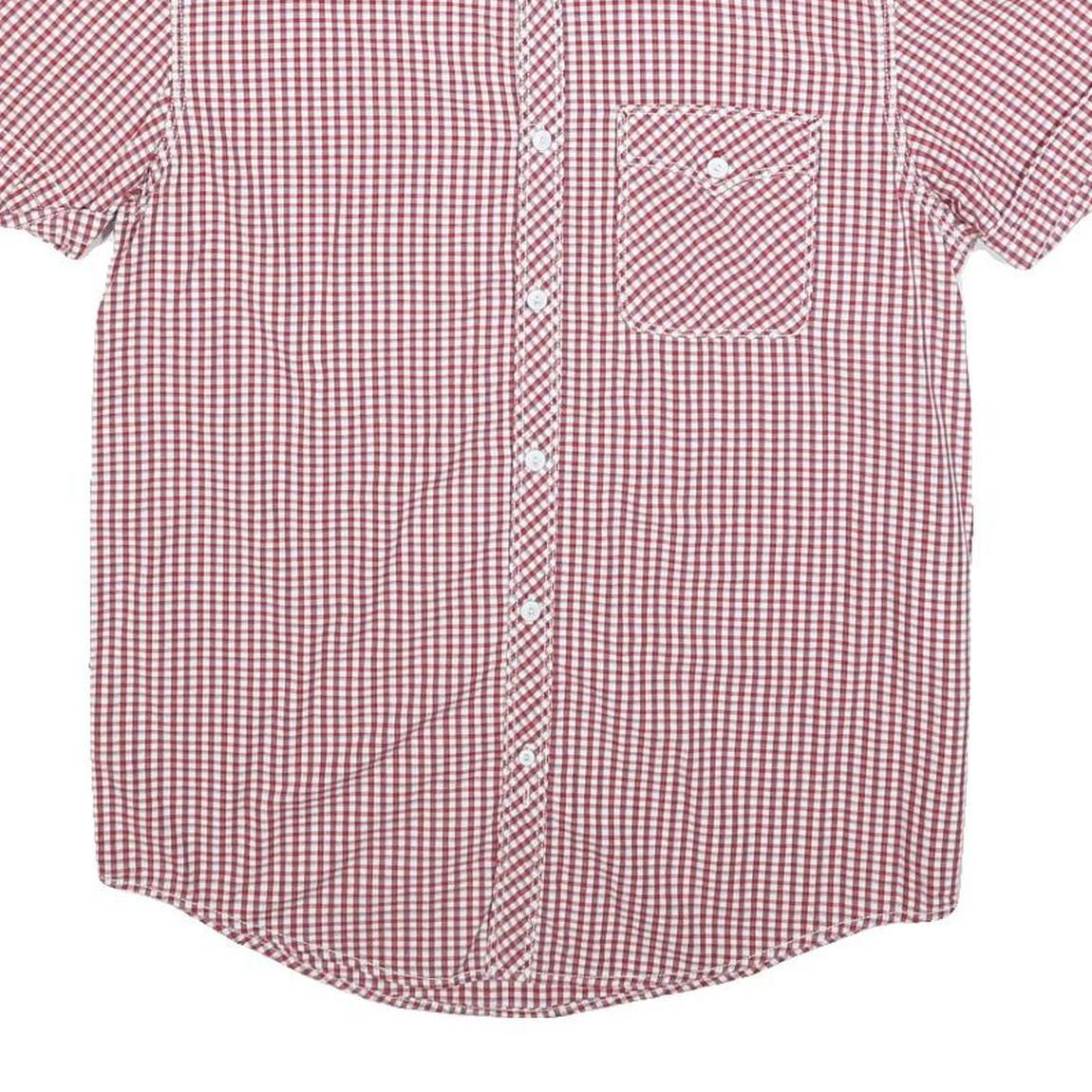 LEVI'S Mens Red & White Check Shirt S Short Sleeve Cotton Blend Casual Summer