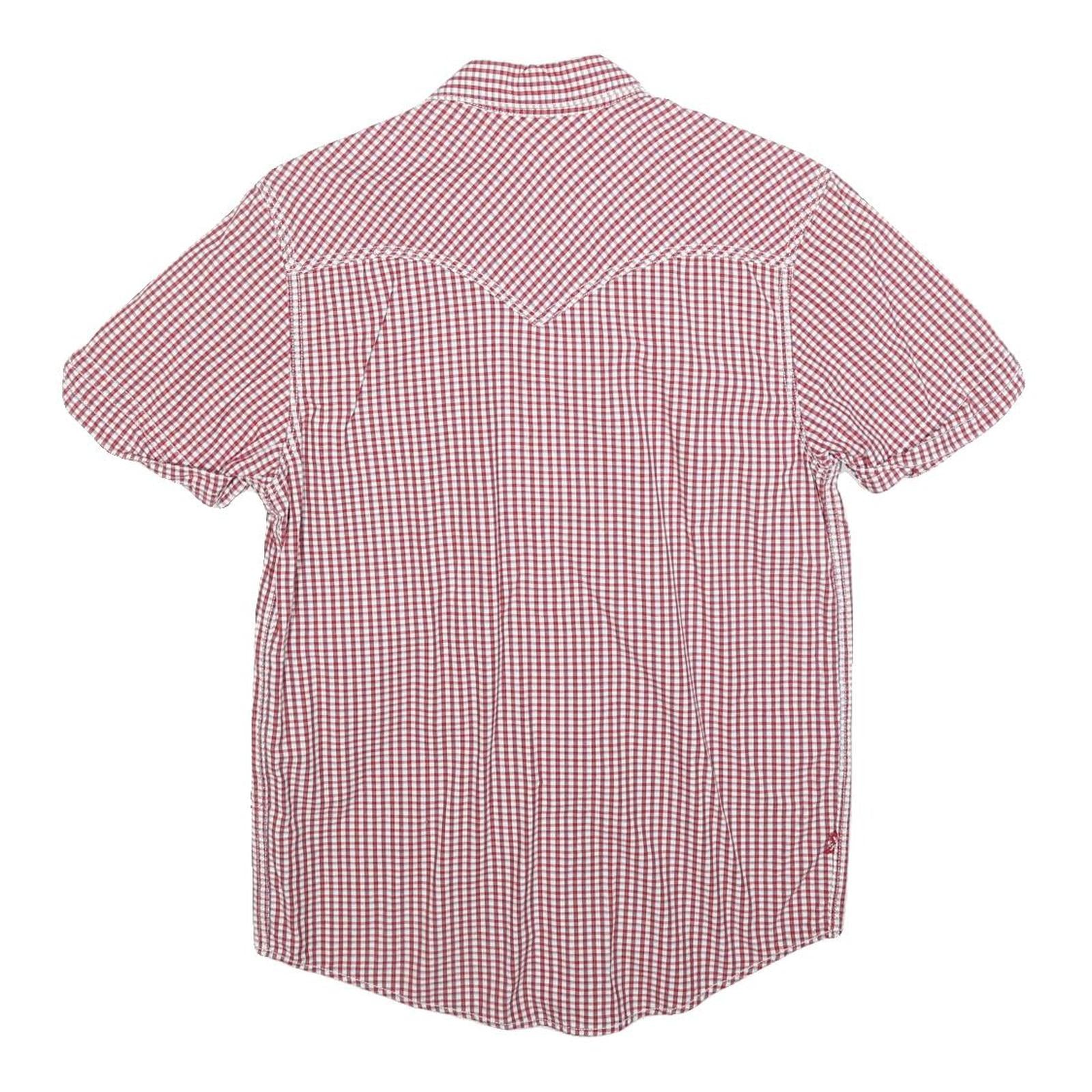 LEVI'S Mens Red & White Check Shirt S Short Sleeve Cotton Blend Casual Summer