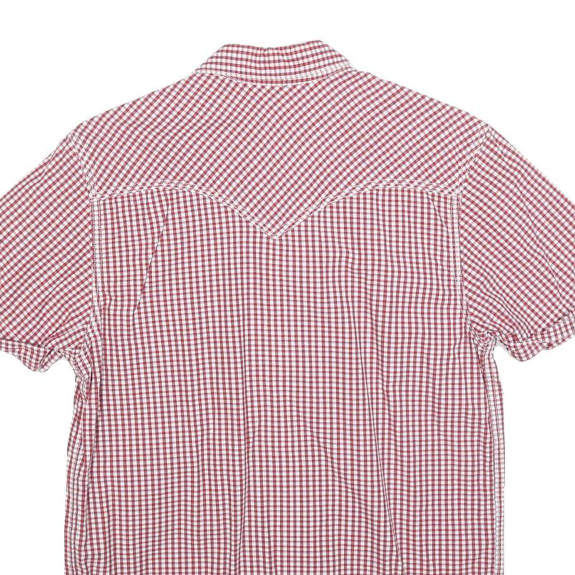 LEVI'S Mens Red & White Check Shirt S Short Sleeve Cotton Blend Casual Summer