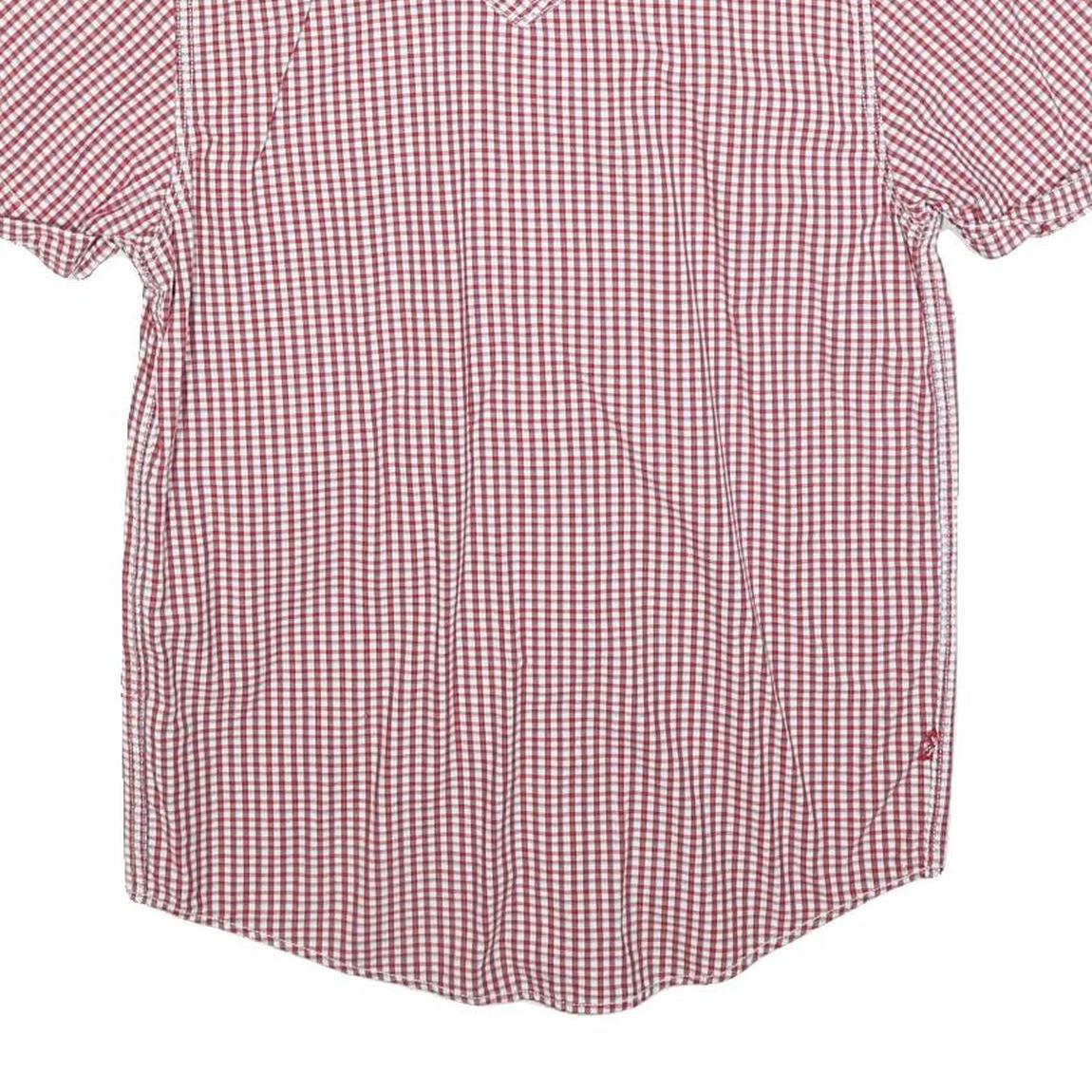 LEVI'S Mens Red & White Check Shirt S Short Sleeve Cotton Blend Casual Summer