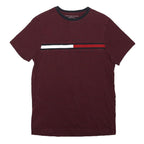 TOMMY HILFIGER Mens Maroon & Navy Graphic T-Shirt XS Short Sleeve Crew Neck