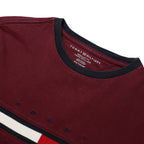 TOMMY HILFIGER Mens Maroon & Navy Graphic T-Shirt XS Short Sleeve Crew Neck