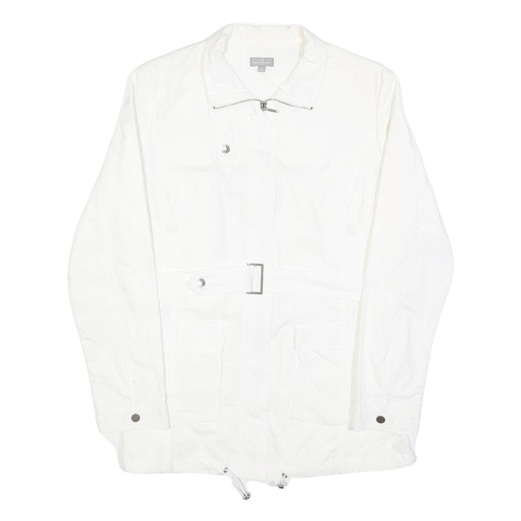 NAF NAF Womens White Jacket XL Polyester Blend Zip Plain Stylish Elegant