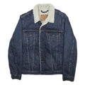 LEVI'S Mens Blue Denim Sherpa Collar Jacket M Cotton Blend Button Casual Winter