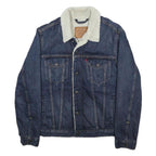 LEVI'S Mens Blue Denim Sherpa Collar Jacket M Cotton Blend Button Casual Winter