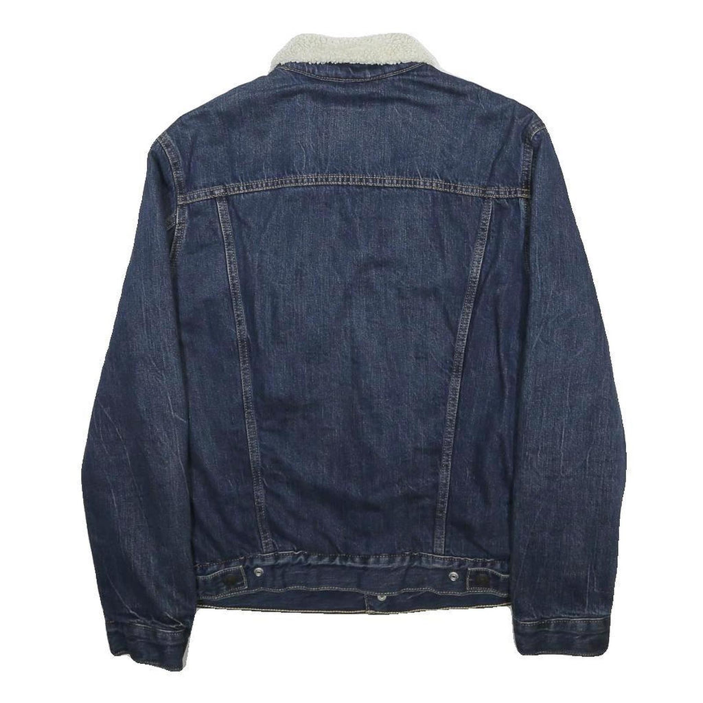 LEVI'S Mens Blue Denim Sherpa Collar Jacket M Cotton Blend Button Casual Winter