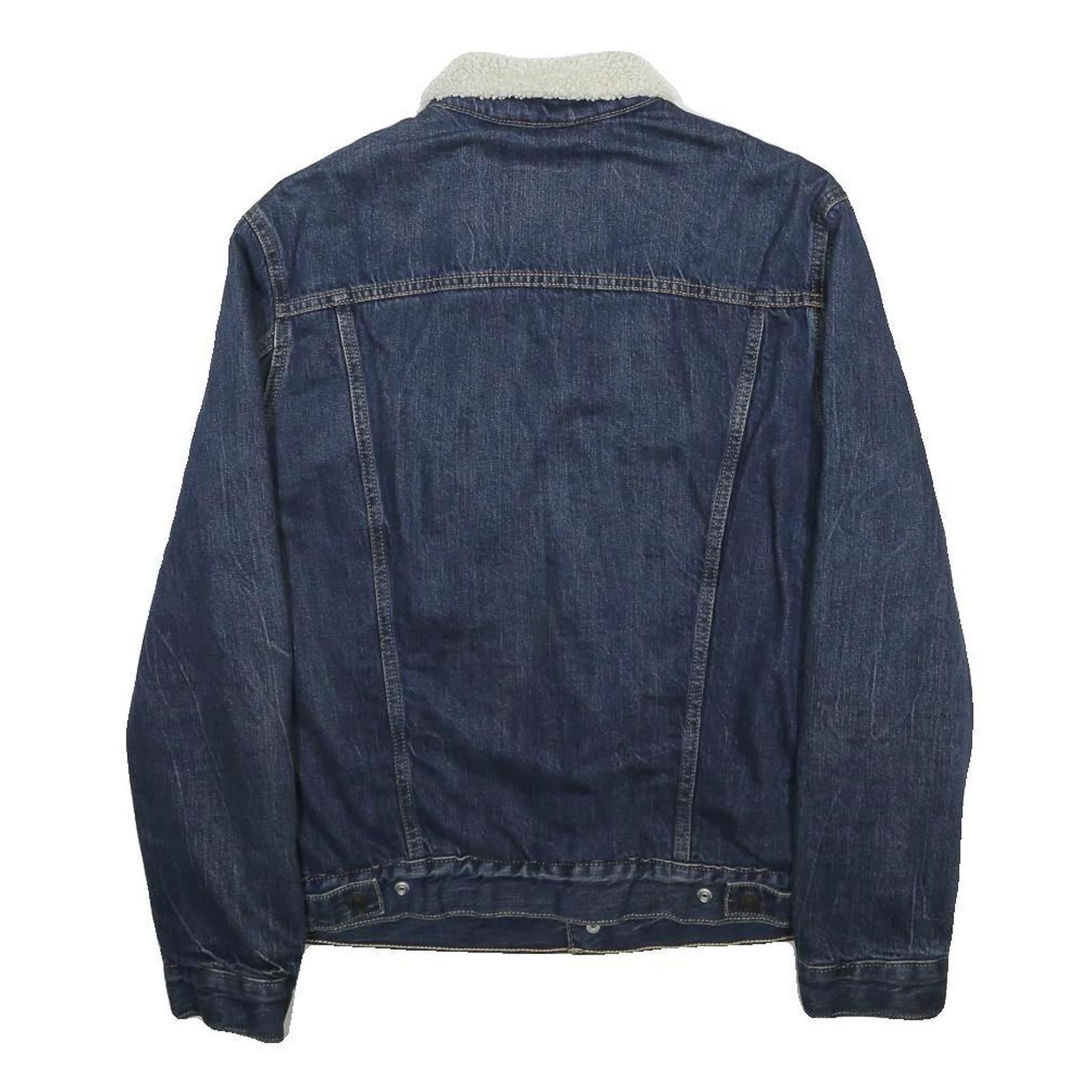 LEVI'S Mens Blue Denim Sherpa Collar Jacket M Cotton Blend Button Casual Winter