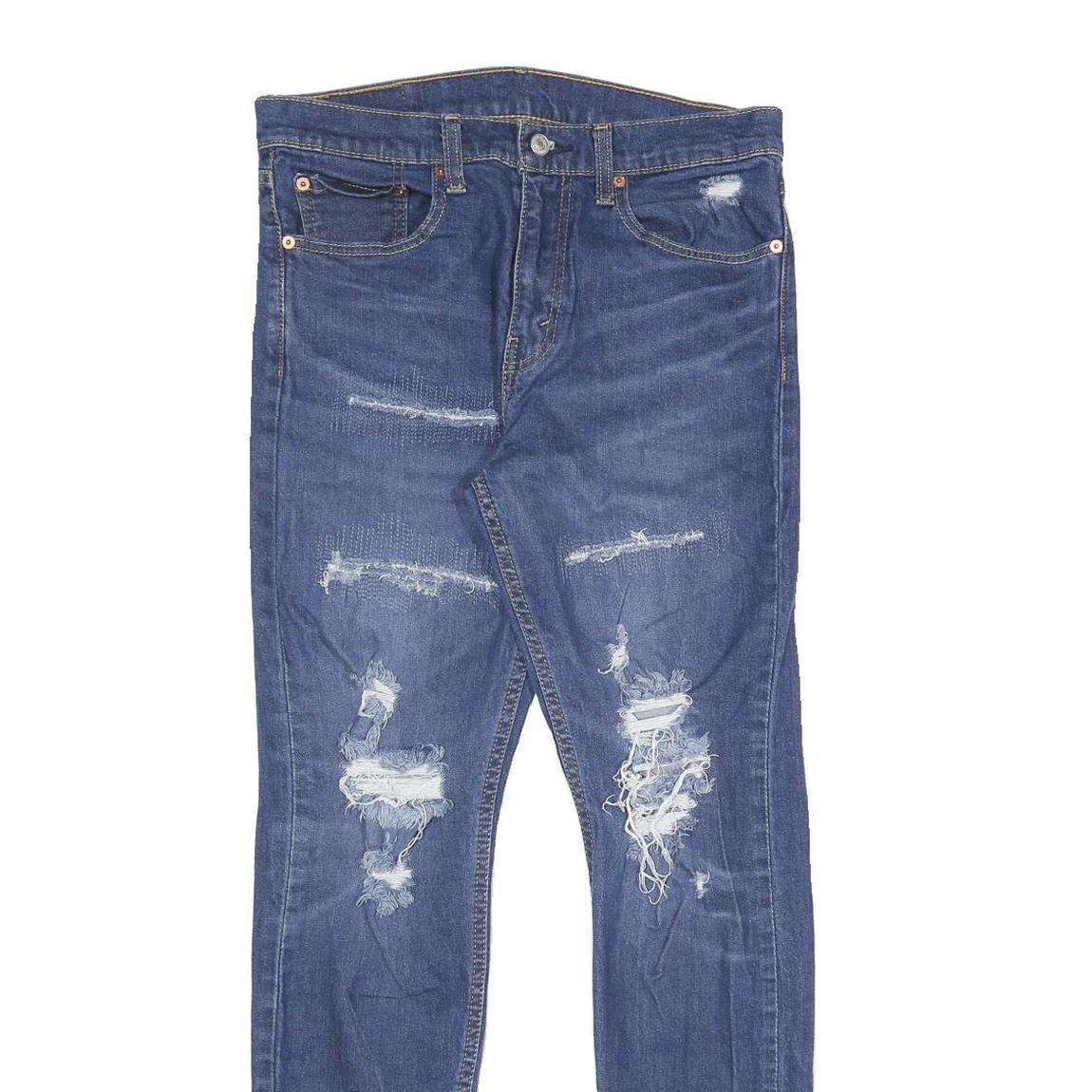 LEVI'S 512 Mens Jeans Blue Slim Skinny Denim Medium W32 L30 Distressed