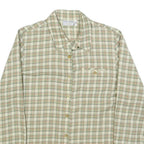 DELMOD Womens Cream & Green Check Shirt UK 12 Classic Cotton Blend Long Sleeve