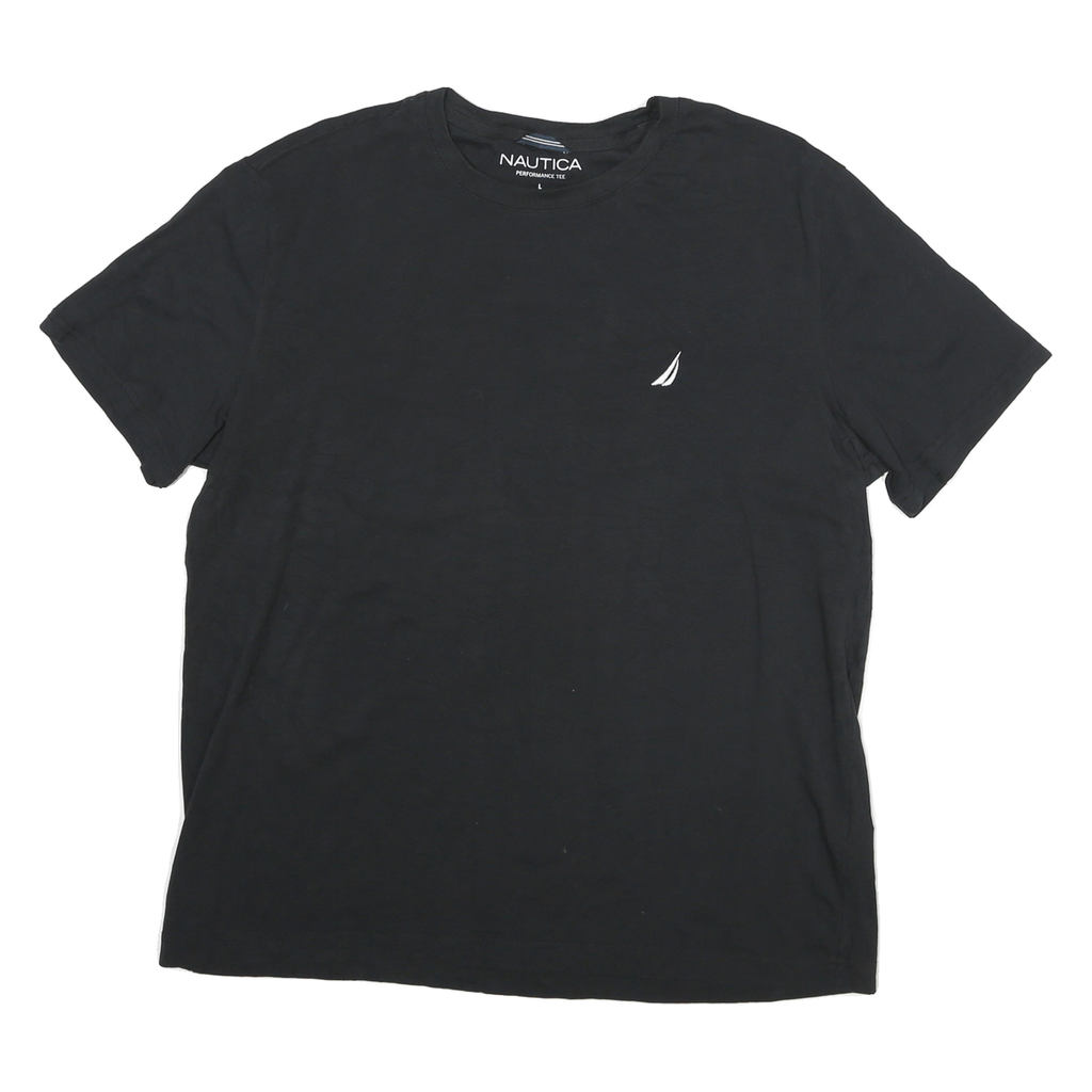 NAUTICA Mens Black Performance Crew Neck Short Sleeve T-Shirt L Cotton Blend