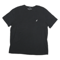 NAUTICA Mens Black Performance Crew Neck Short Sleeve T-Shirt L Cotton Blend
