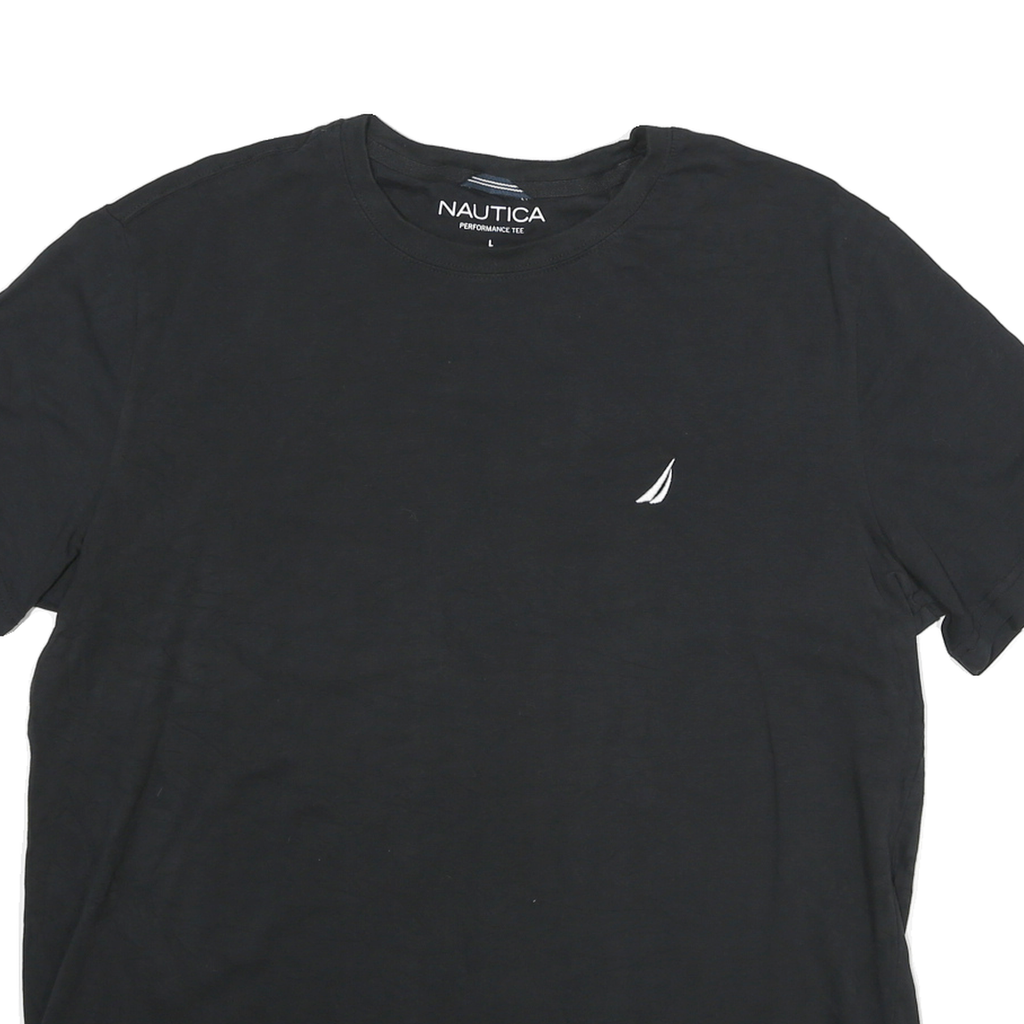 NAUTICA Mens Black Performance Crew Neck Short Sleeve T-Shirt L Cotton Blend