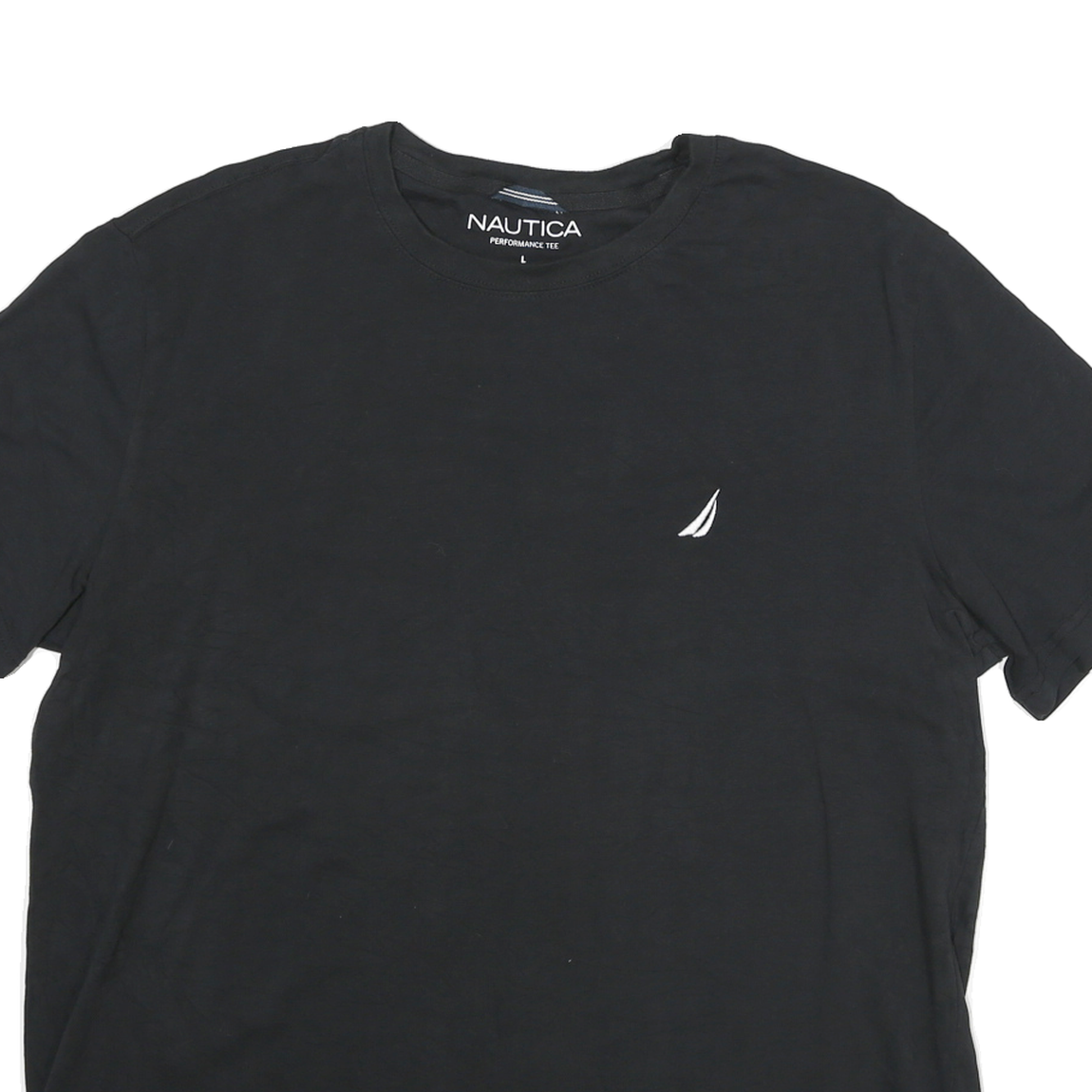 NAUTICA Mens Black Performance Crew Neck Short Sleeve T-Shirt L Cotton Blend