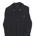 GUESS Womens Black Shirt Long Sleeve Button Neck S Lightweight Polyester