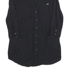 GUESS Womens Black Shirt Long Sleeve Button Neck S Lightweight Polyester