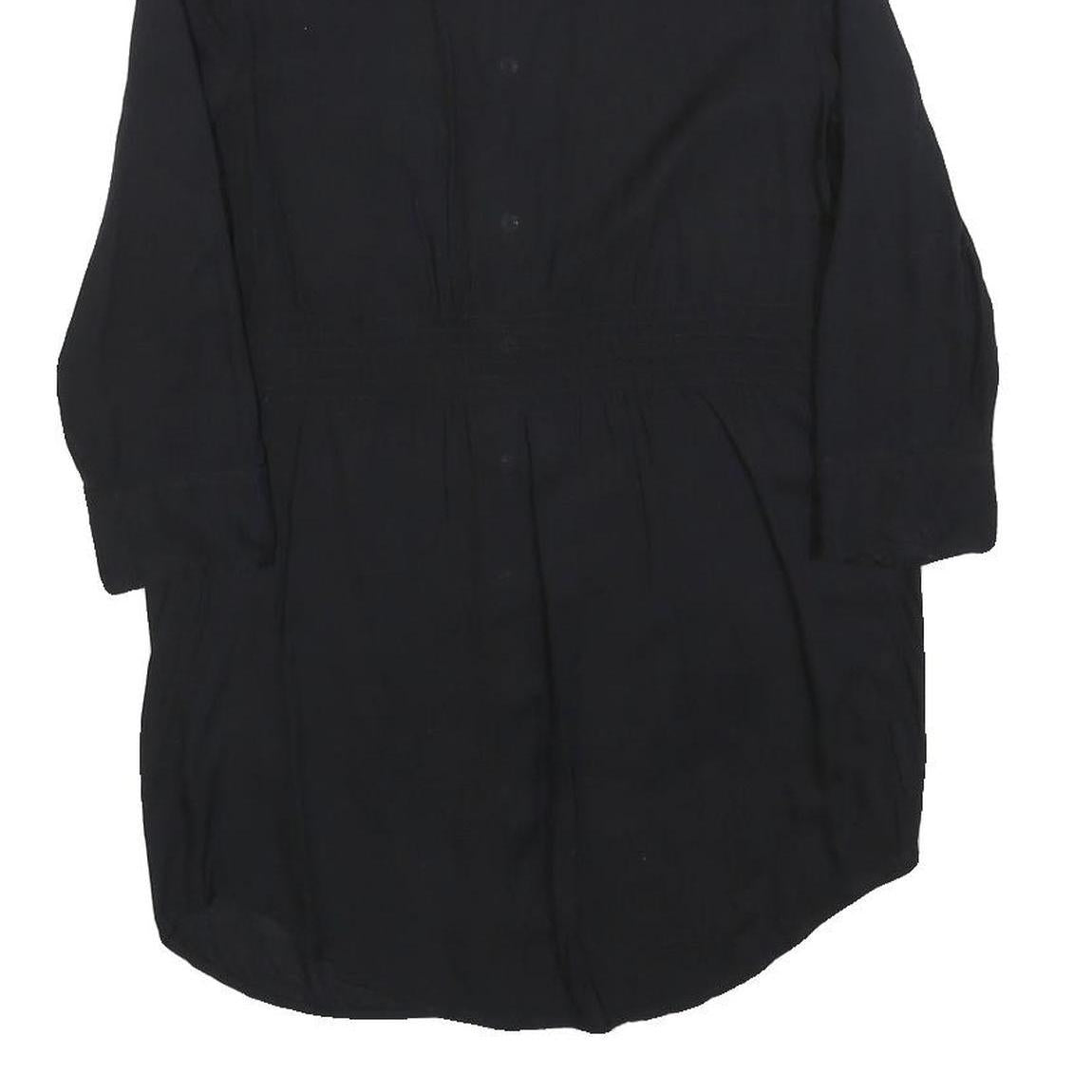 GUESS Womens Black Shirt Long Sleeve Button Neck S Lightweight Polyester