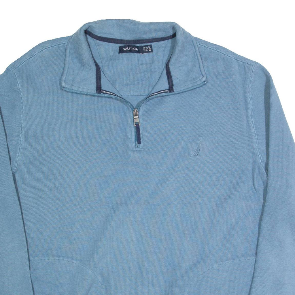 NAUTICA Mens Jumper Blue 1/4 Zip Tight Knit XL