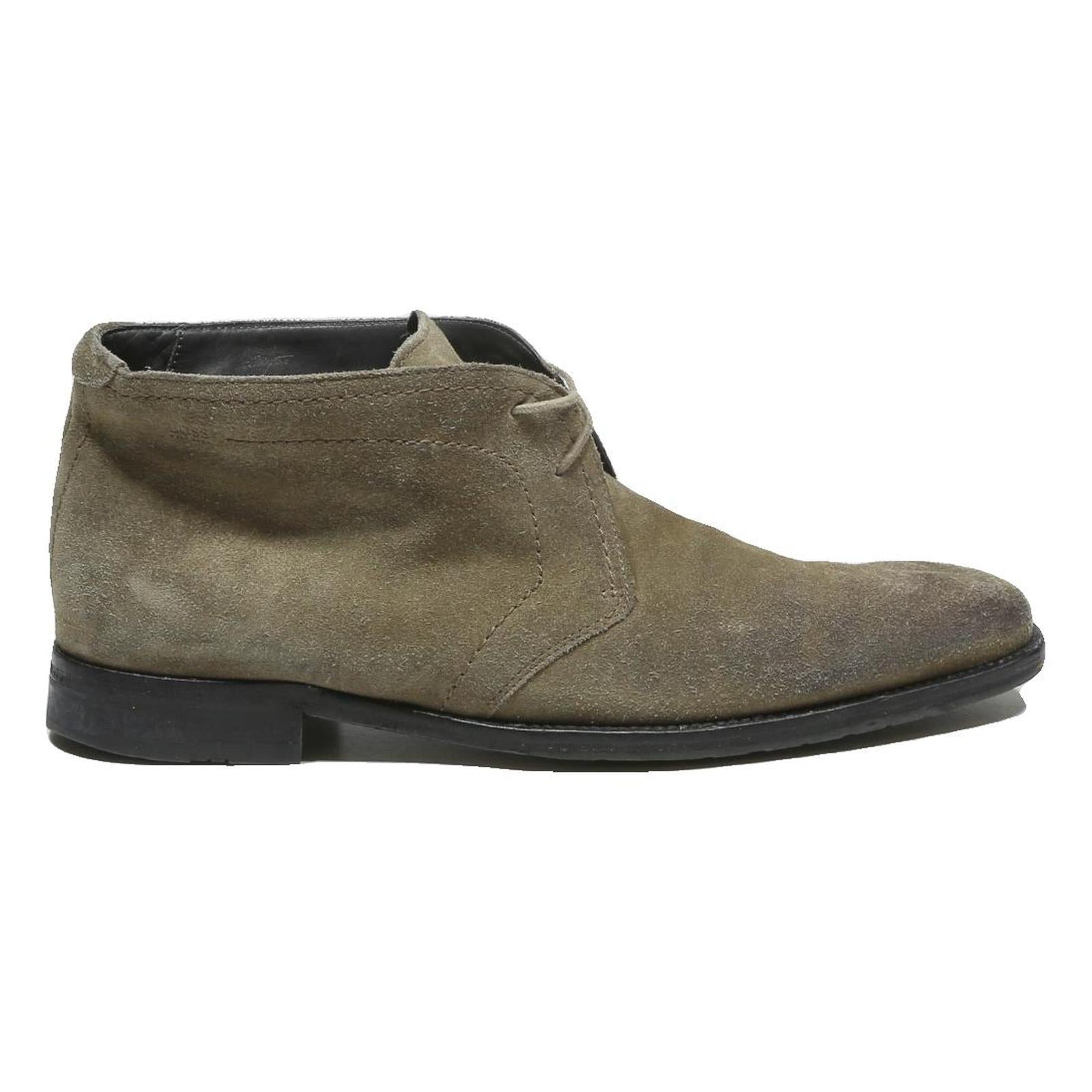 BOSS Mens Suede Chukka Boots Beige Leather UK 10 Smart Casual Lace-Up Footwear